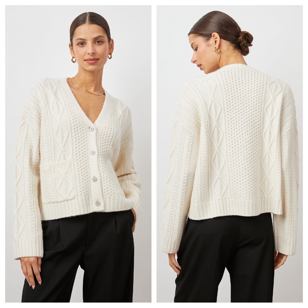 Rails 🤍 Bixby Cable Knit Cardigan in White Ivory Size M